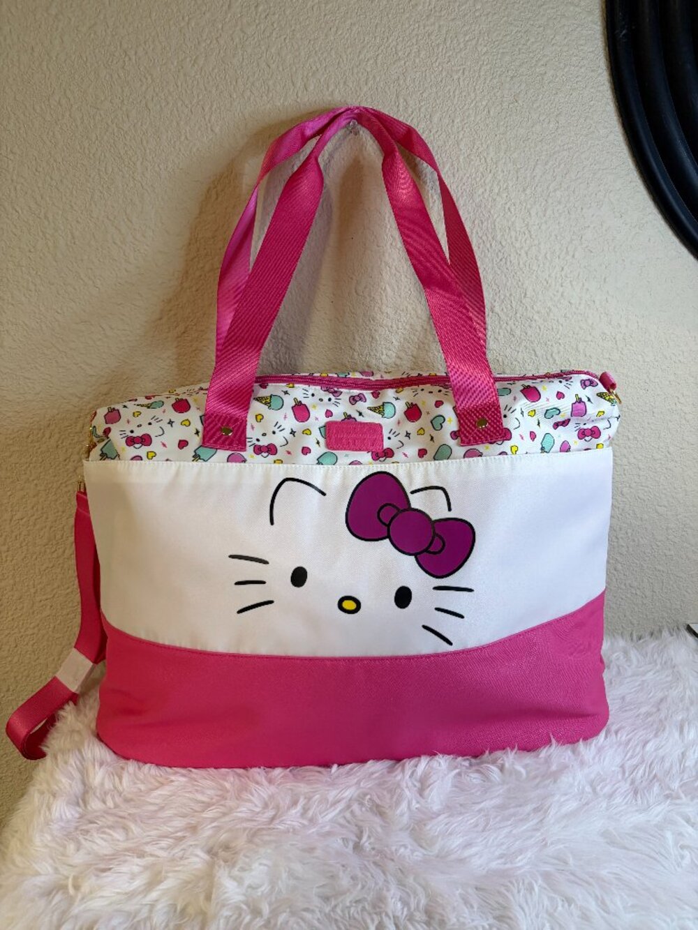 Hello Kitty Pink Weekender Travel Tote Overnight Bag Sanrio NWT